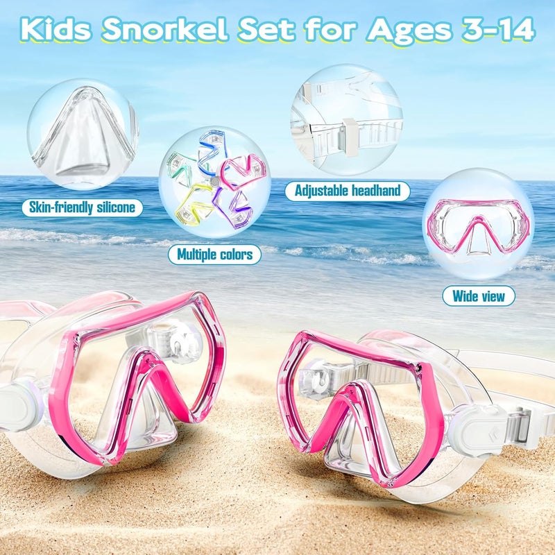 ZipAura Snorkeling Gear for Kids, Kids Snorkel Set for Ages 3-14, Anti-Fog Diving Mask and Dry Top Snorkel Combo Set, Unisex Swimming Goggles - Image 5